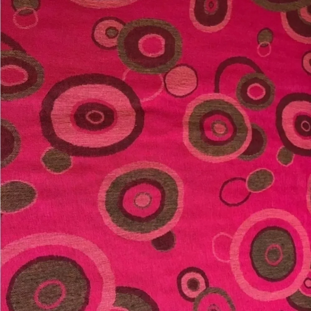 Pashmina silk Reversible Circle Dots‎ fringed pink brown Gold Scarf Approx 69x27